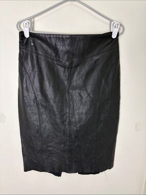 Vintage Black Vegan Leather Pencil Skirt - Classic Women’s Skirt